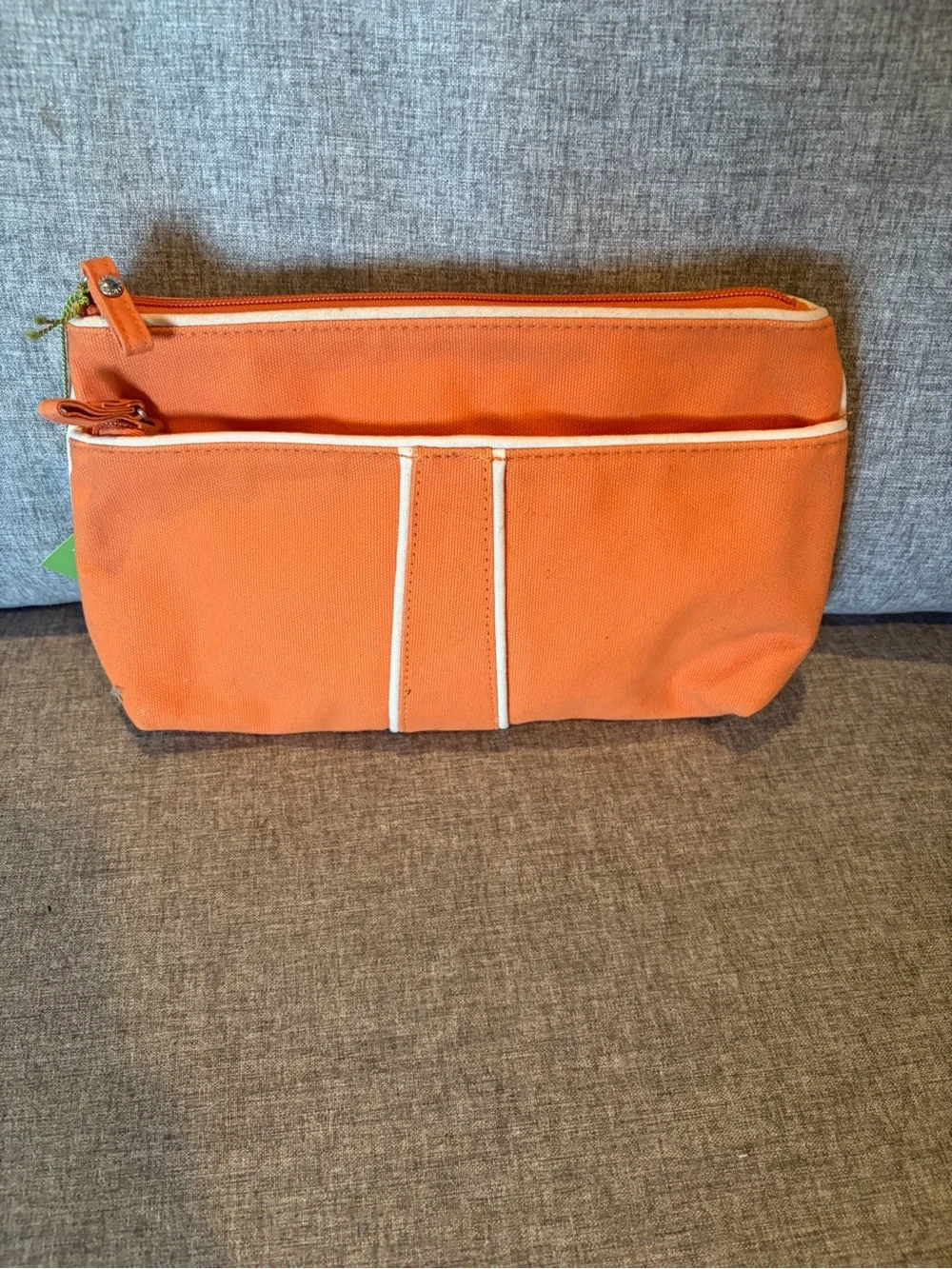 Vera Bradley Orange Canvas Pouch with Logo Patch